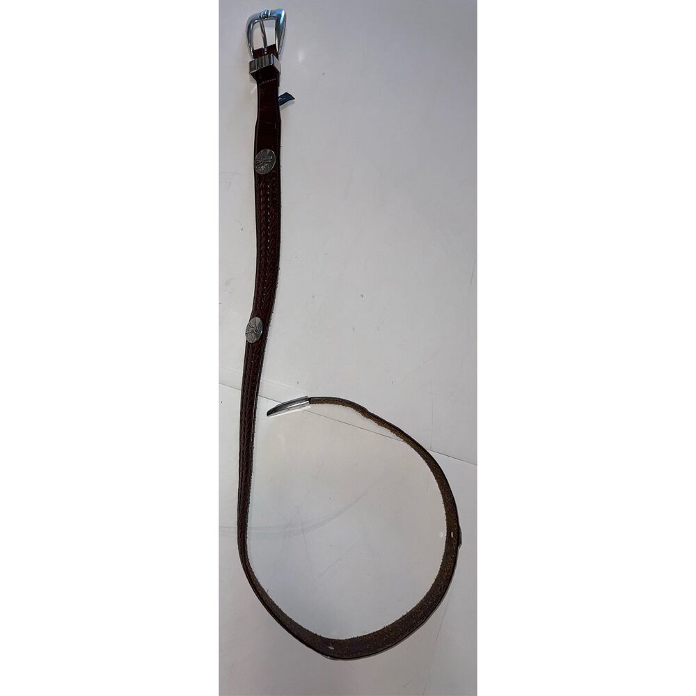 ONYX by Brighton Golf Belt Brown Braided Leather & Silver Accent size 36